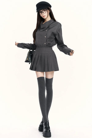 Retro Pleated Trench Dress