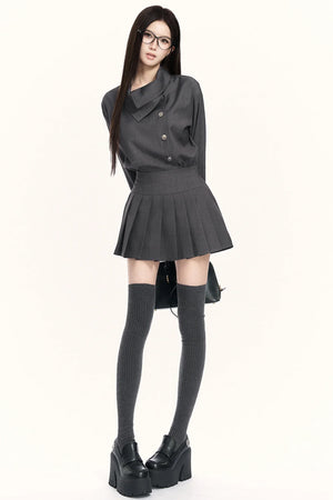 Retro Pleated Trench Dress