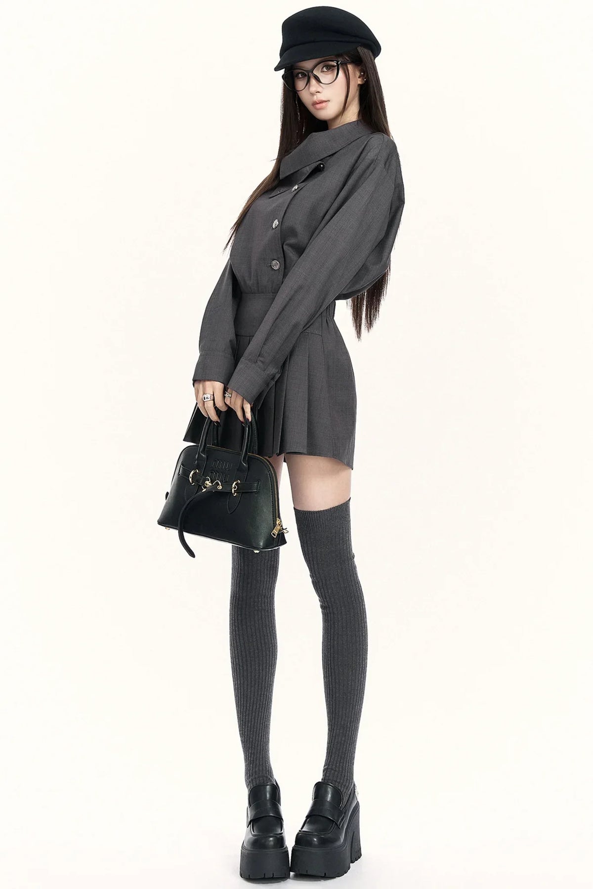 Retro Pleated Trench Dress