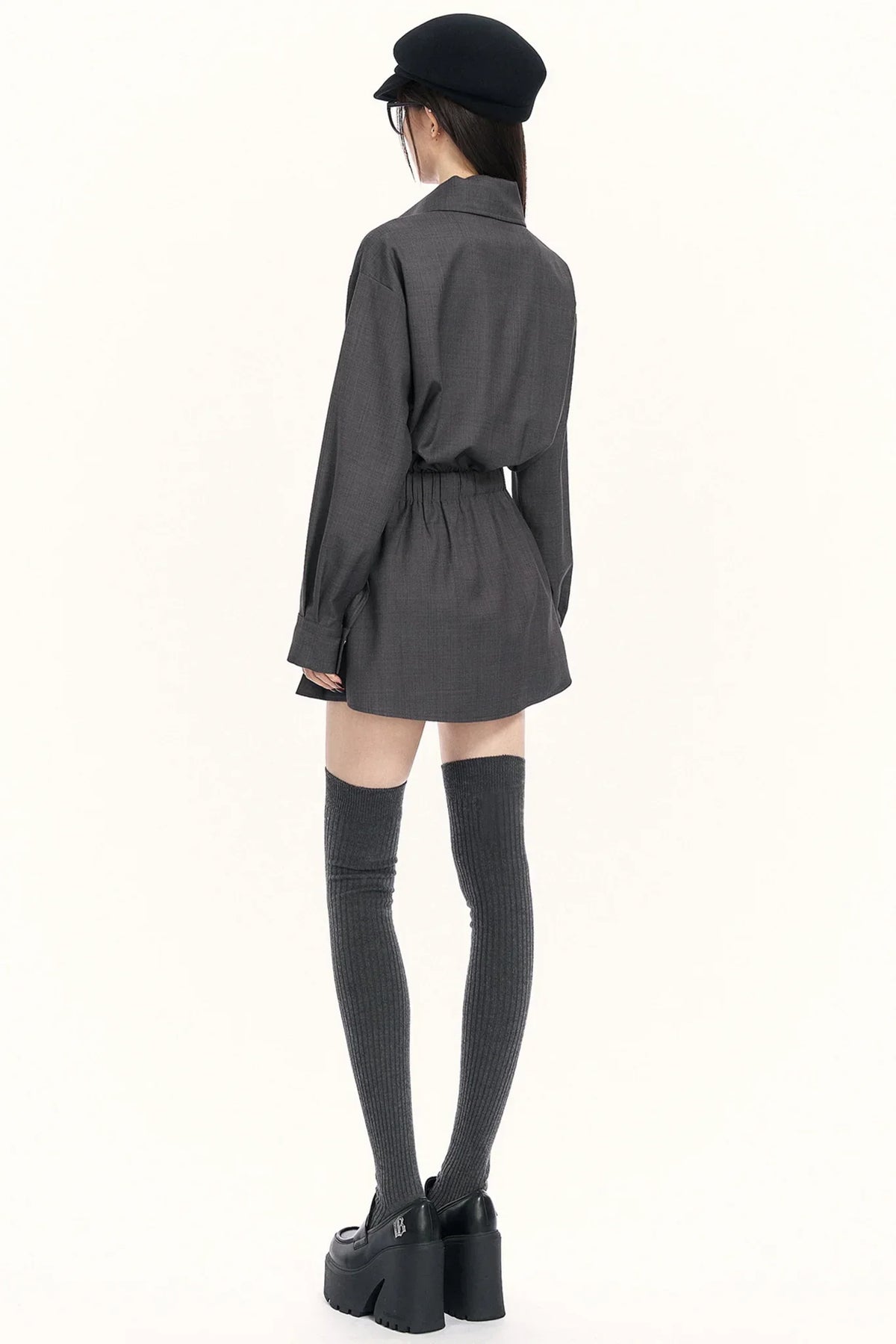 Retro Pleated Trench Dress