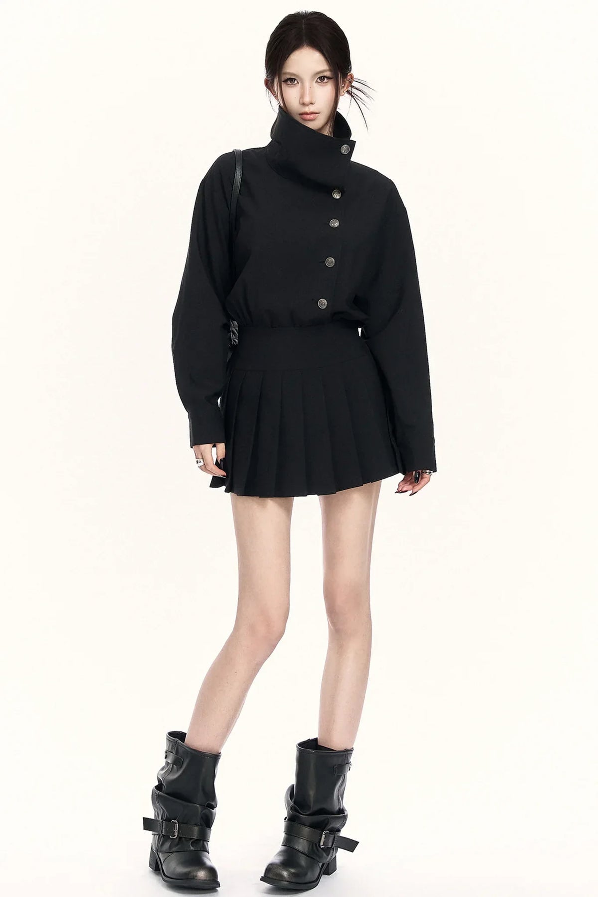 Retro Pleated Trench Dress