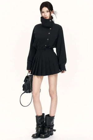 Retro Pleated Trench Dress