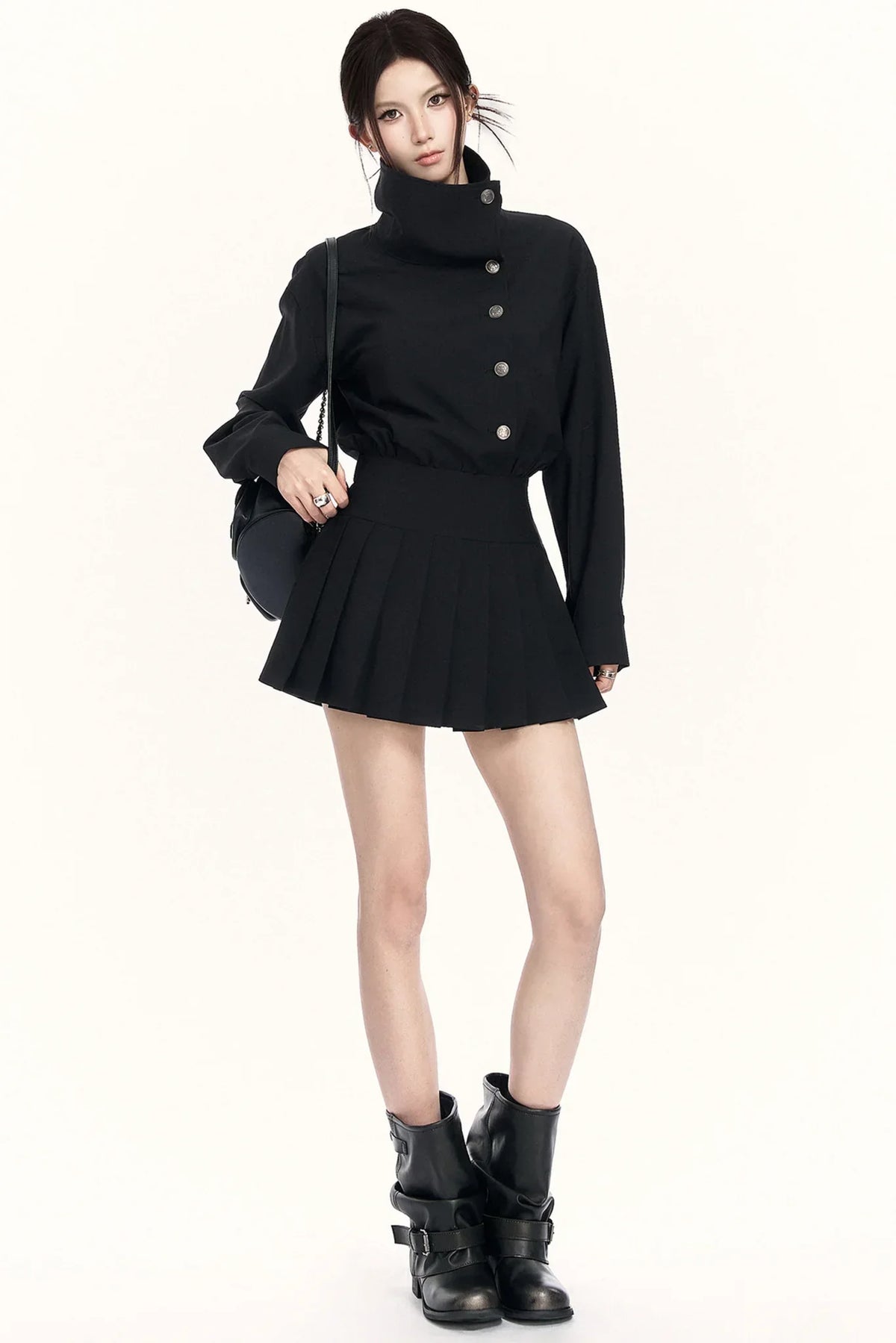 Retro Pleated Trench Dress