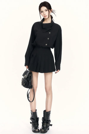 Retro Pleated Trench Dress
