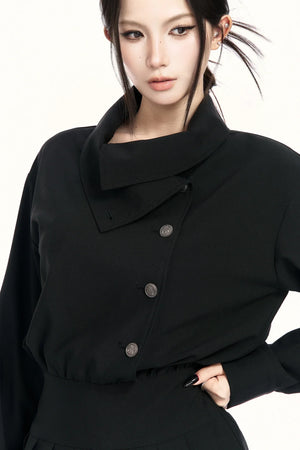 Retro Pleated Trench Dress