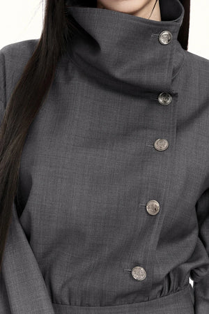Retro Pleated Trench Dress