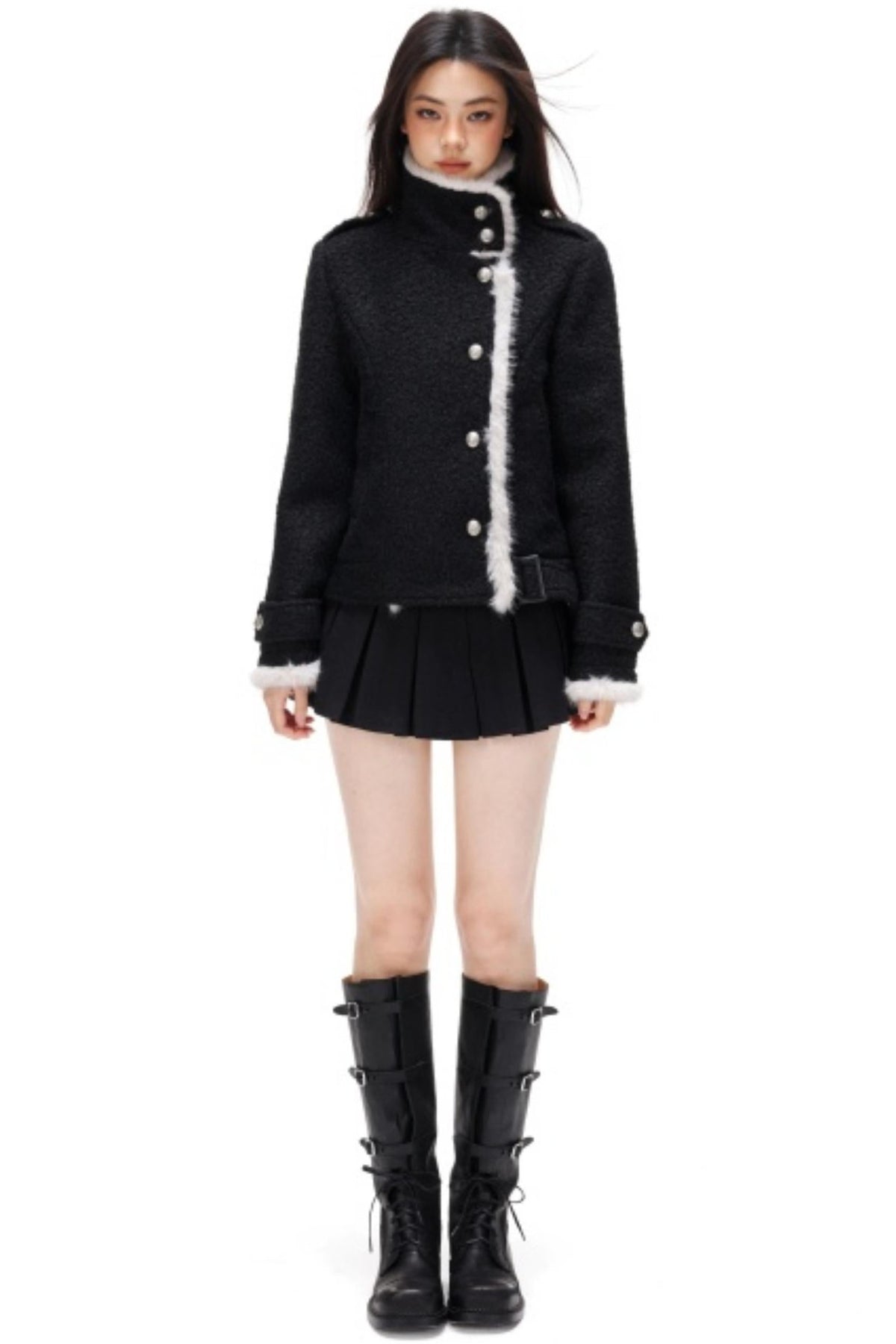Retro Plush Patchwork Woolen Coat