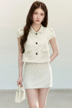 Retro Polka Dot Blouse Suit Set-Up