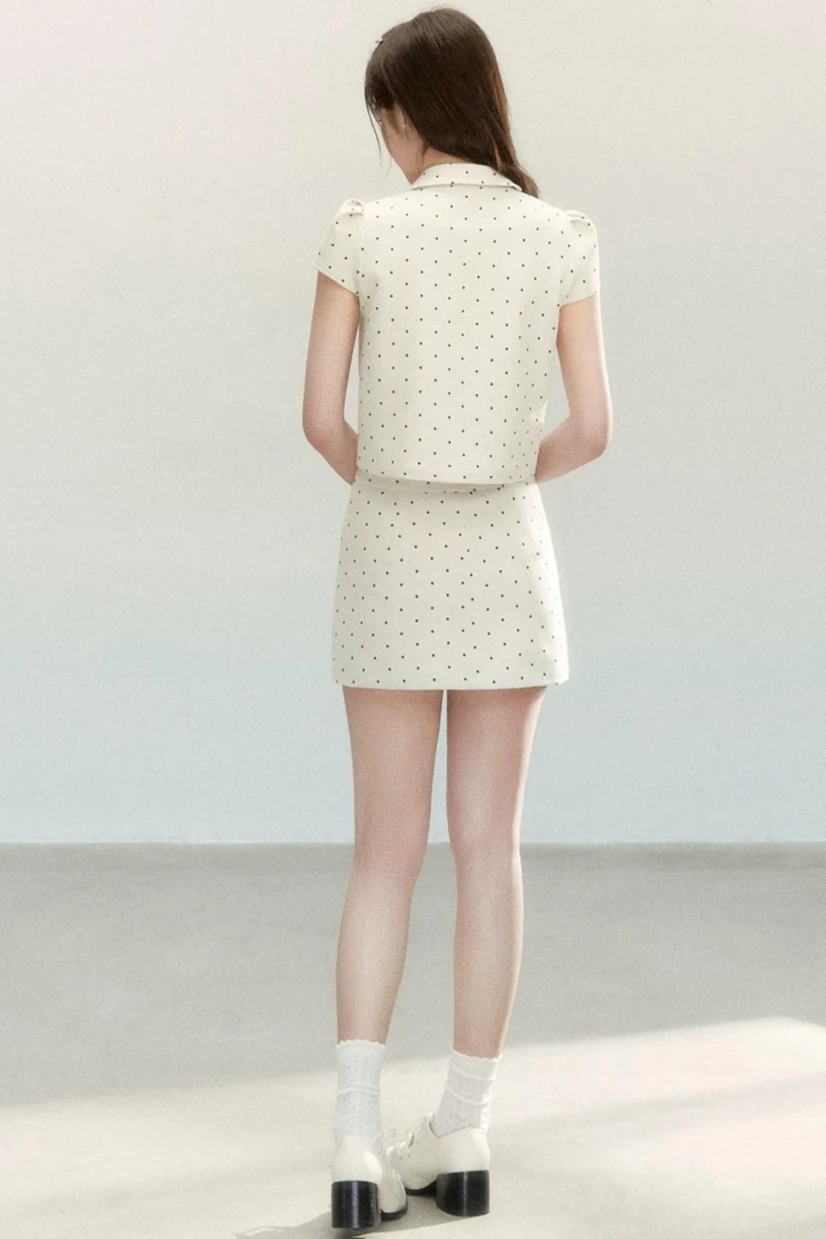 Retro Polka Dot Blouse Suit Set-Up