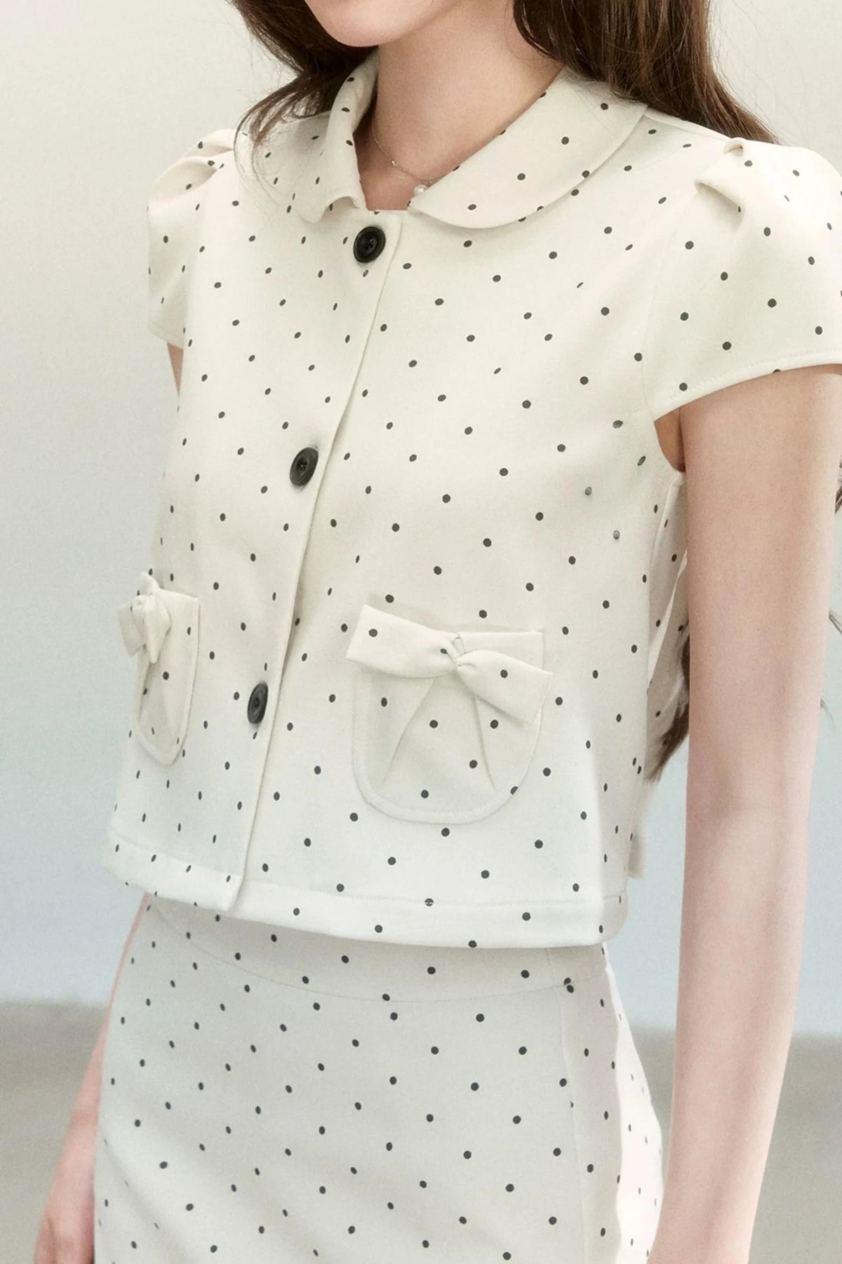 Retro Polka Dot Blouse Suit Set-Up