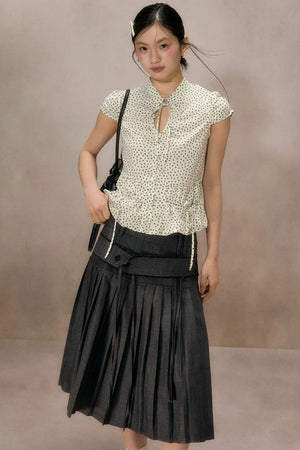 Retro Polka Dot Puff Sleeve Shirt
