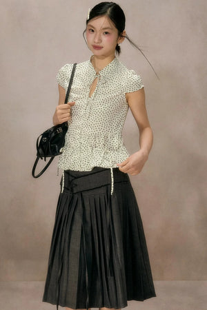 Retro Polka Dot Puff Sleeve Shirt