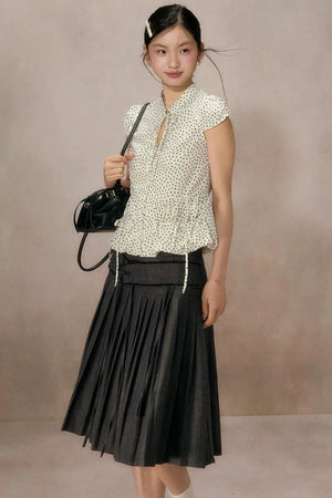 Retro Polka Dot Puff Sleeve Shirt