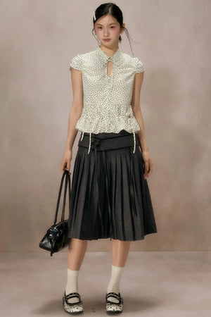 Retro Polka Dot Puff Sleeve Shirt
