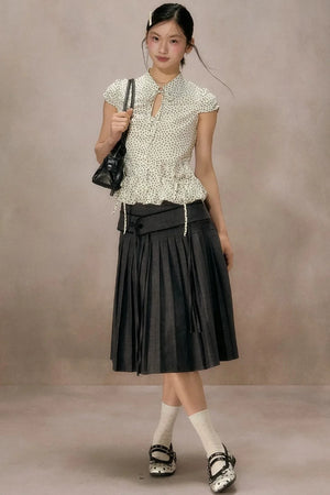 Retro Polka Dot Puff Sleeve Shirt