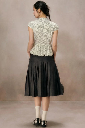 Retro Polka Dot Puff Sleeve Shirt
