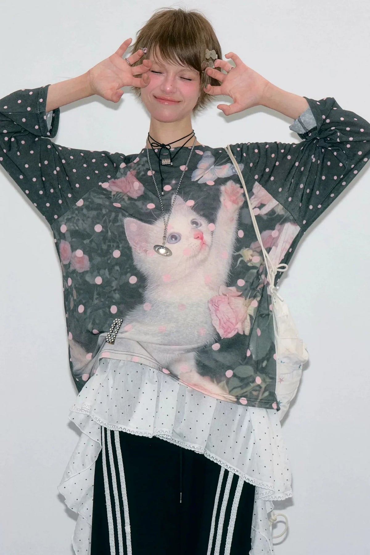 Retro Polka Dot Raglan Top
