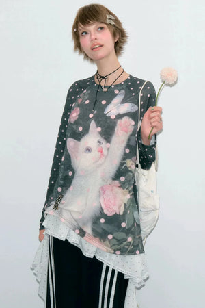 Retro Polka Dot Raglan Top