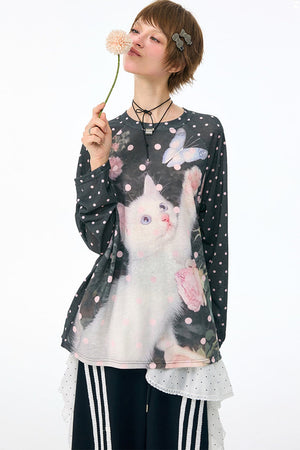 Retro Polka Dot Raglan Top