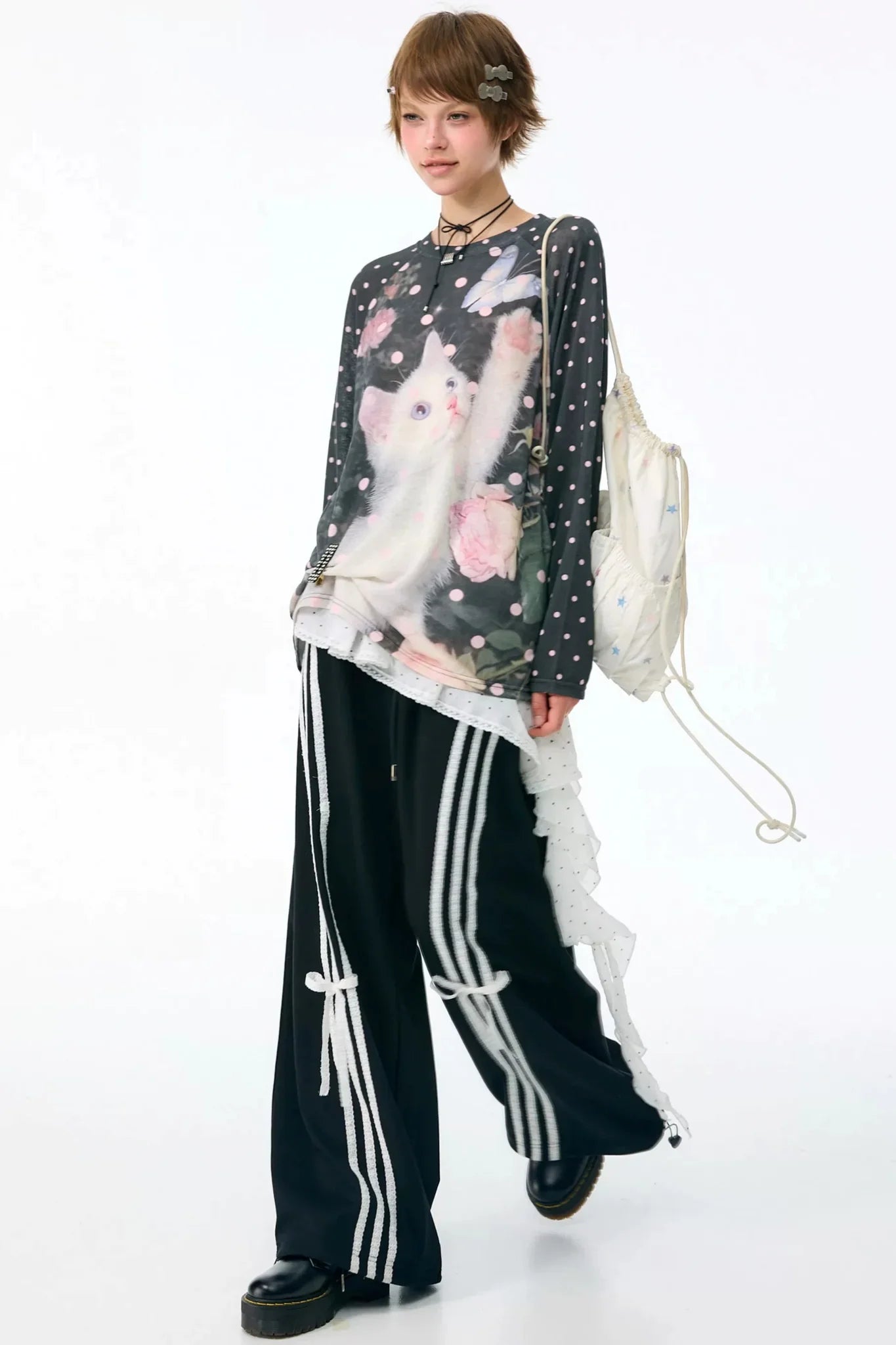 Retro Polka Dot Raglan Top