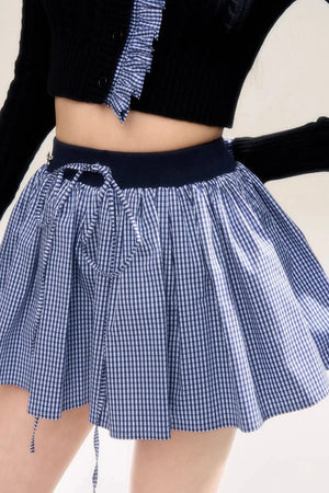 Retro Preppy Navy Check Skirt