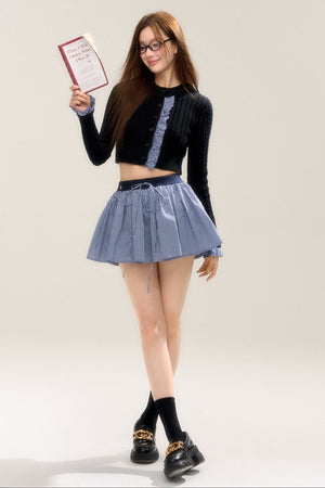 Retro Preppy Navy Check Skirt