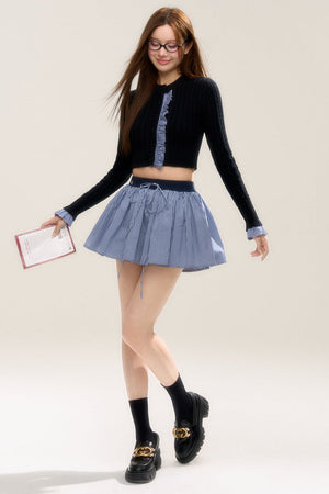 Retro Preppy Navy Check Skirt