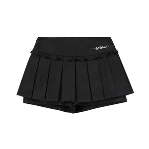 Retro Preppy Stitching Skirt Pants
