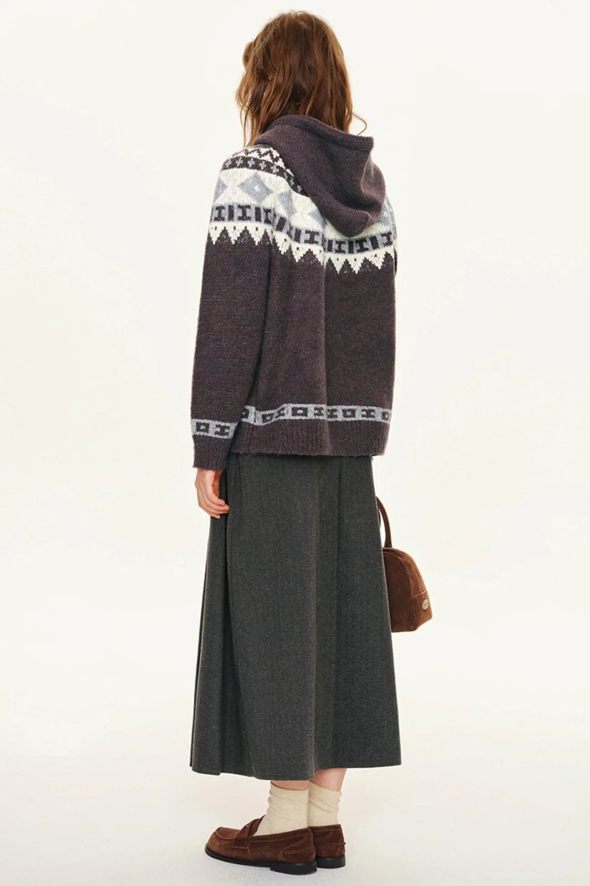 Retro Preppy Woolen A-Line Skirt