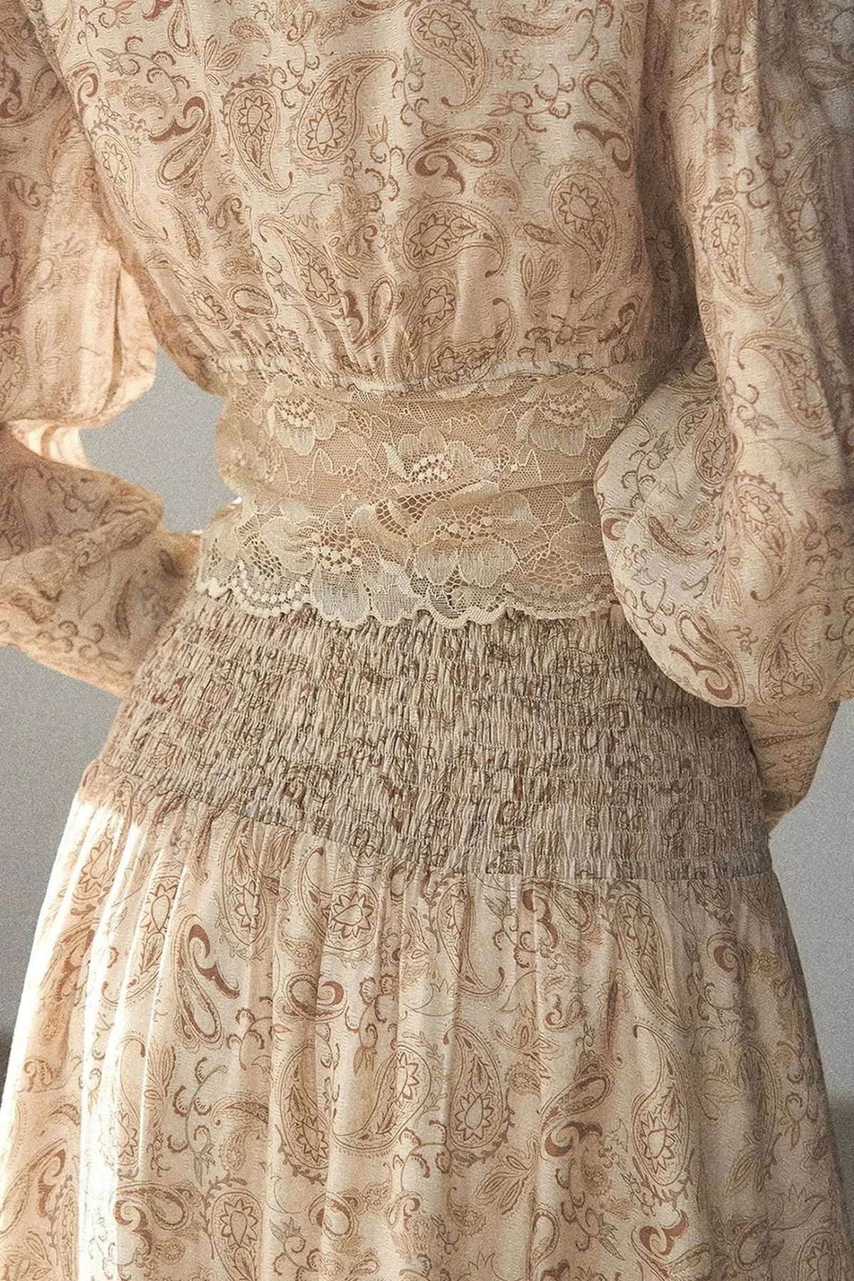 Retro Printed Chiffon Blouse and Skirt Set-Up