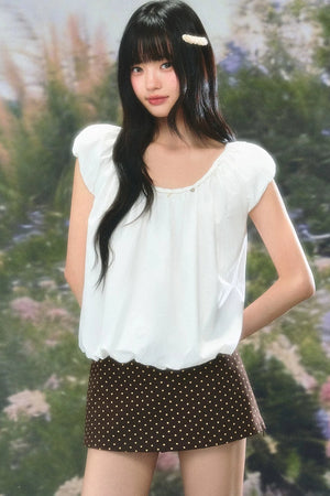 Retro Puff Sleeve Babydoll Blouse