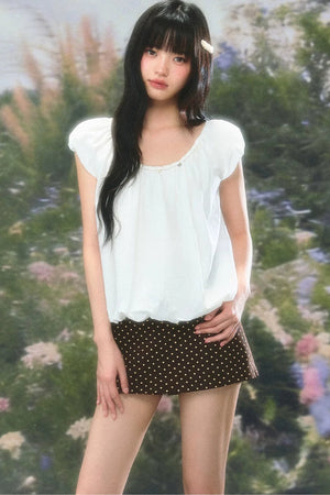 Retro Puff Sleeve Babydoll Blouse