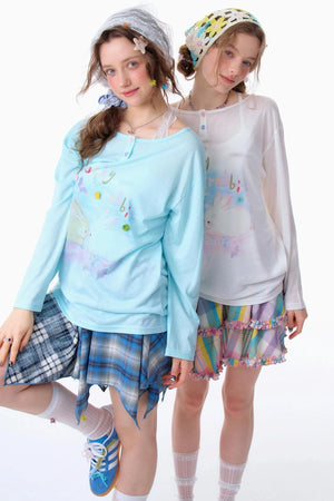 Retro Rabbit Print Top