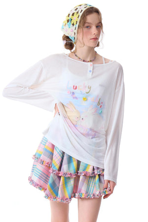 Retro Rabbit Print Top