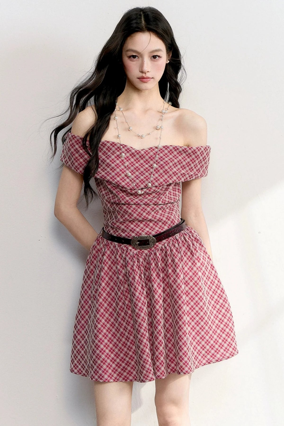 Retro Red Plaid A-Line Dress