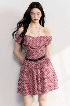 Retro Red Plaid A-Line Dress