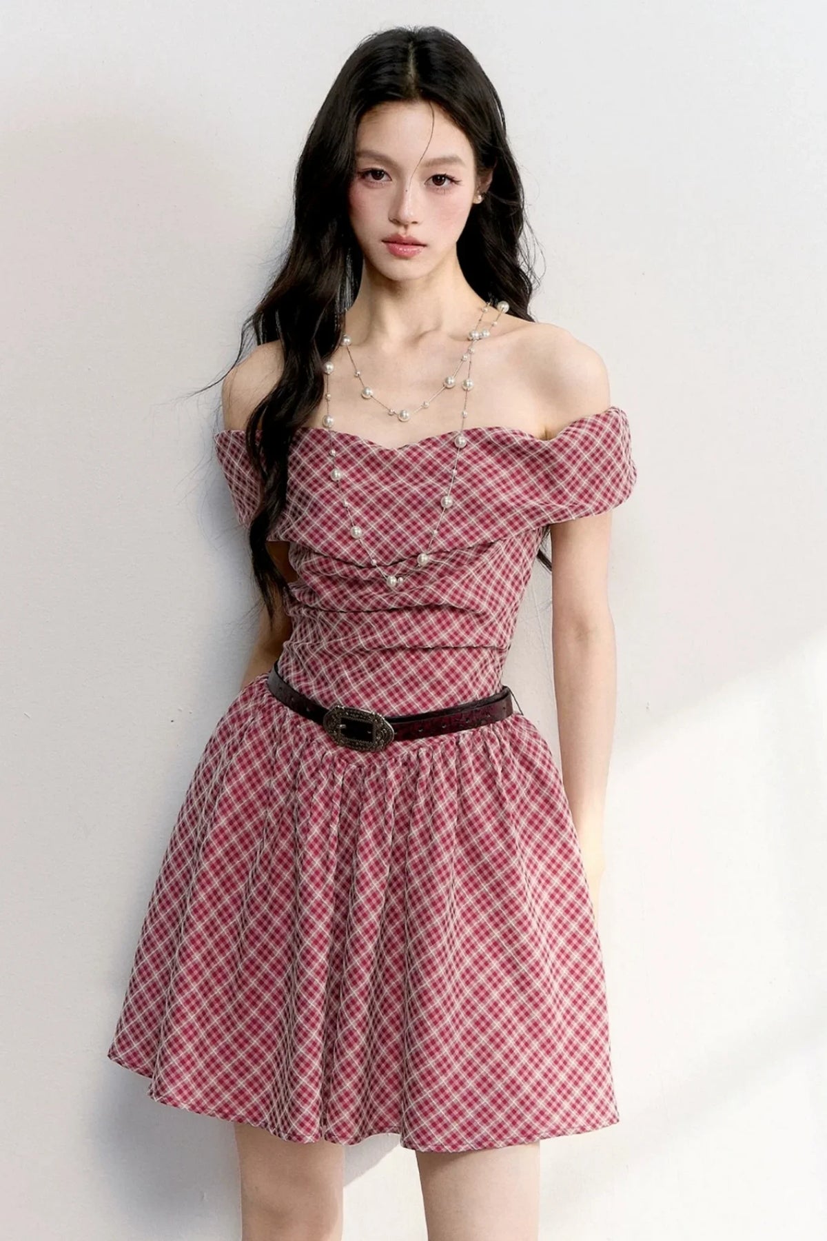 Retro Red Plaid A-Line Dress