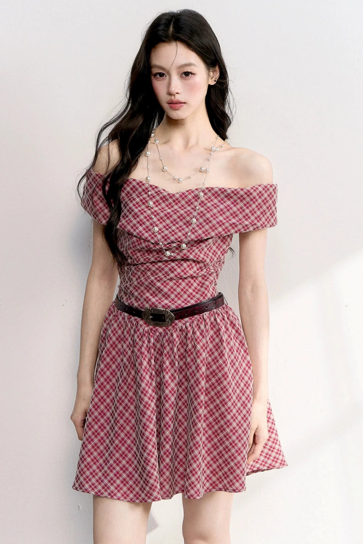 Retro Red Plaid A-Line Dress