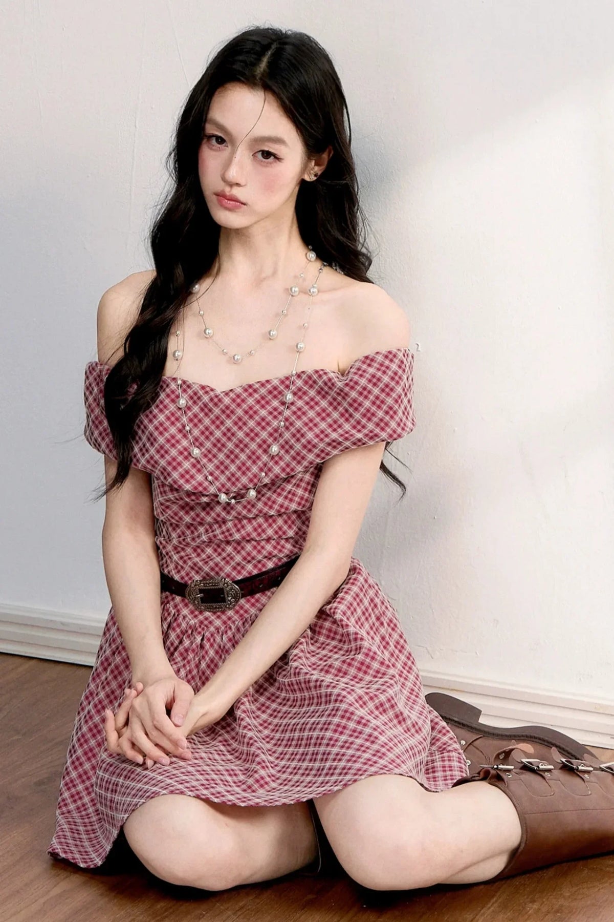 Retro Red Plaid A-Line Dress