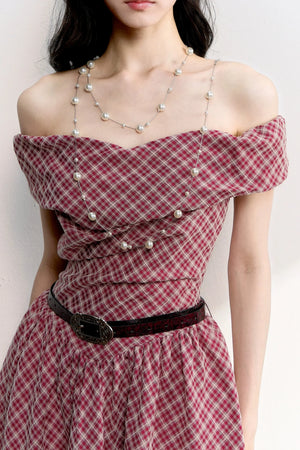 Retro Red Plaid A-Line Dress