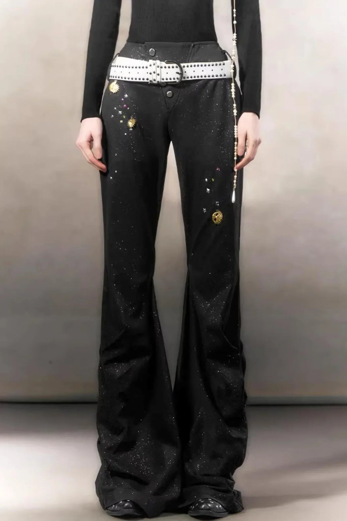 Retro Rhinestone Casual Pants