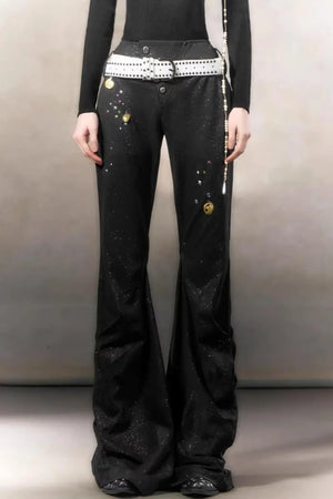 Retro Rhinestone Casual Pants