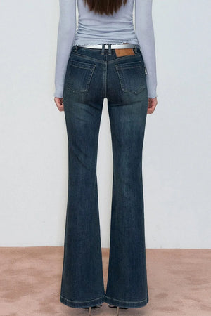 Retro Rhinestone Flared Jeans