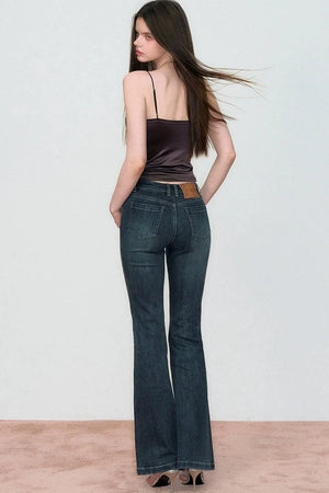 Retro Rhinestone Flared Jeans