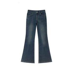 Retro Rhinestone Flared Jeans