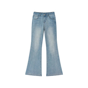 Retro Rhinestone Flared Jeans