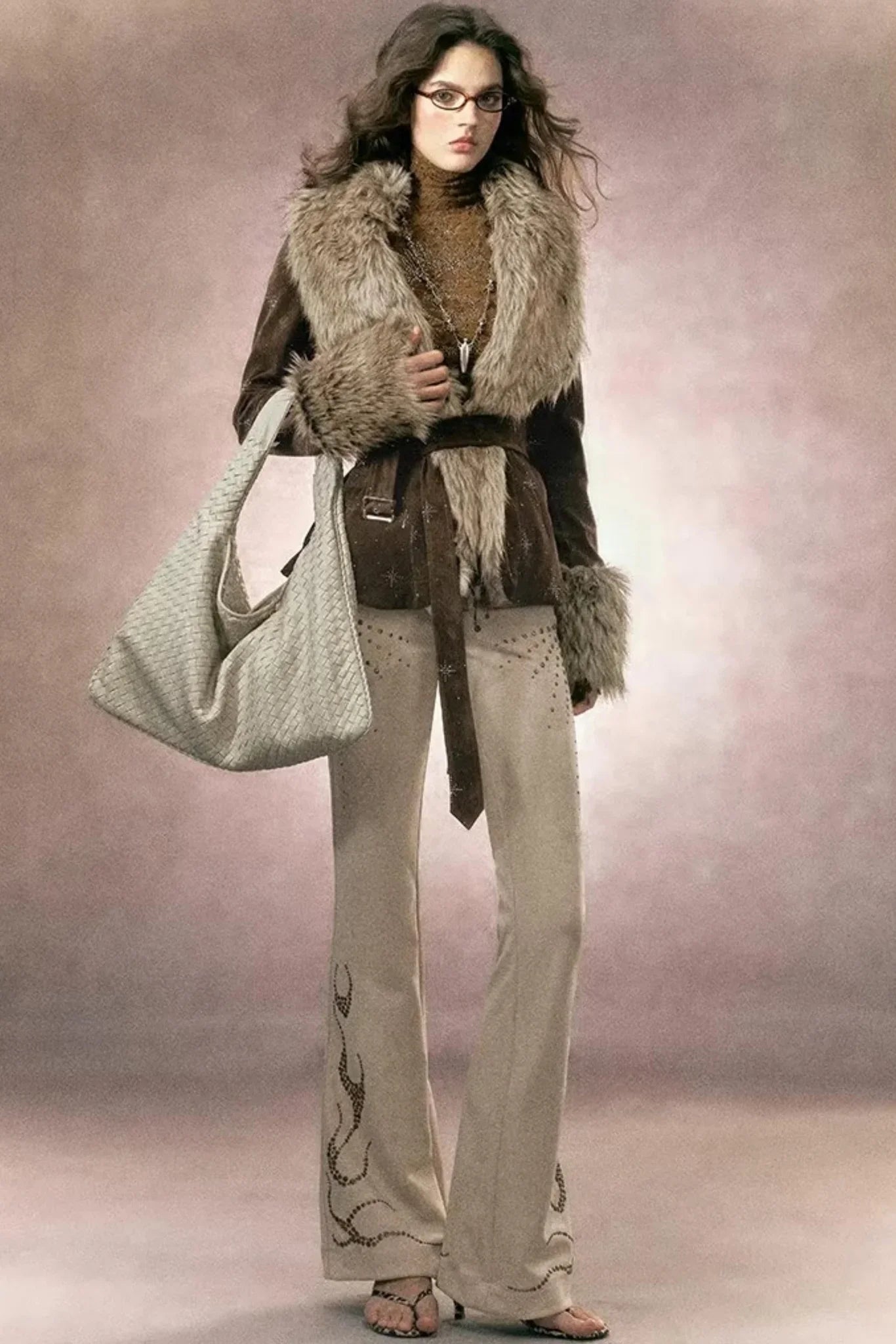 Retro Rhinestone Flared Pants