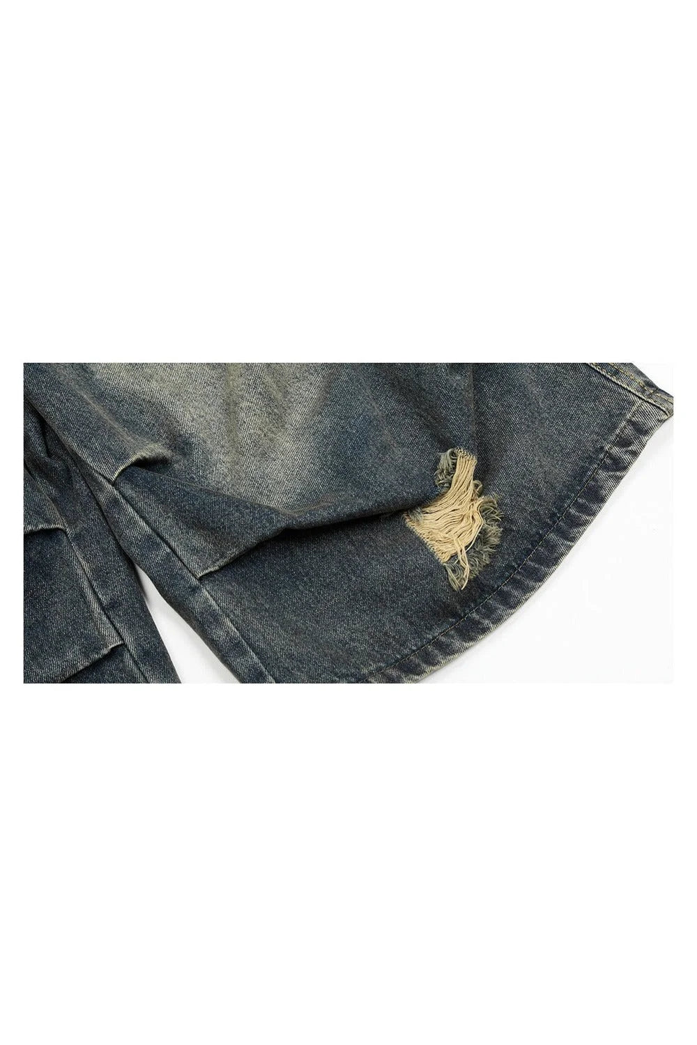 Retro Ripped Denim Capri Pants