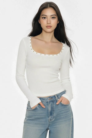 Retro Rivet Knit Top