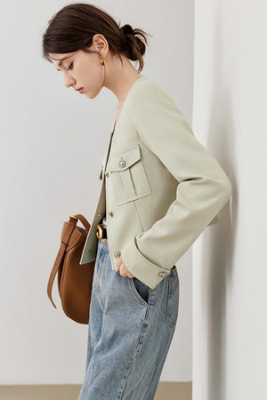 Retro Round Neck Denim Jacket